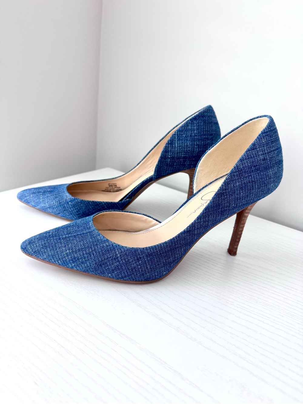 Jessica Simpson Denim Pointed-Toe Stiletto Heel Livvy D'Orsay Pumps Size 9